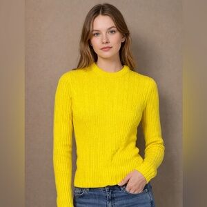Vintage Yellow Cable Knit Wool Blend Sweater